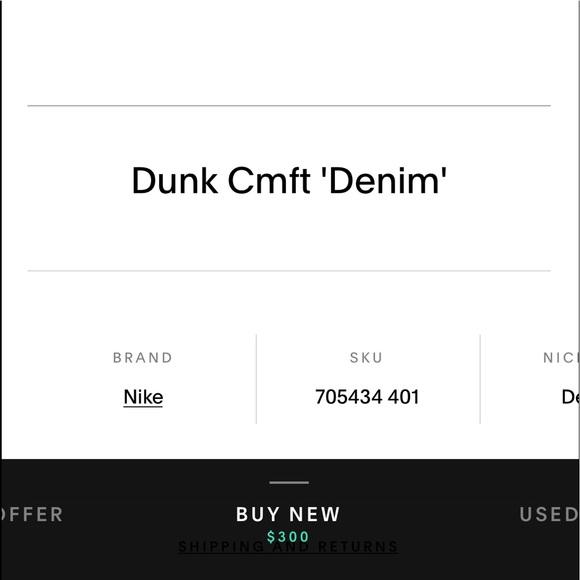 (S ⛔️ L D)‼️ Nike Dunk CMFT Denim Shoes... - Picture 9 of 9